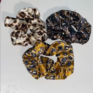 3 Animal Print Satin Scrunchies